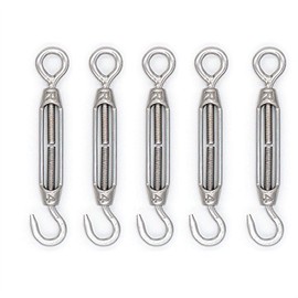 Mecollection 10pcs M4 Stainless Steel 304 Hook & Eye Turnbuckle Hook Wire RopeTension