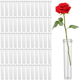 koundeneko 100pcs Flower Tube Transparent Flower Water Tube with Cap for Fresh Flower Tube Nutrition Tube Test Tube Reusable Floral Tube Mini Bottle Florist Supplies