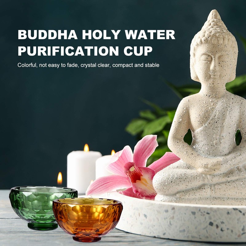 IMIKEYA 4pcs Buddhist Water Offering Bowl Crystal Holy Water Bowl