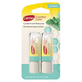 Carmex Comfort Care - Bálsamo labial en barra con cera de abejas, bálsamo labial de menta, 0.15 onzas cada uno, 2 unidades