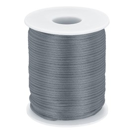 sourcing map Nylon String Cord 2mm x 55 Yards Macrame Rope Braided Thread Twine String Smooth Beading Cord for Jewelry Making Supplies, DIY Craft, Dark Grey