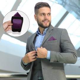 Gsyziux Pocket Squares for Men 11.81" Silk Satin Mens Handkerchiefs with Pocket Square Holder for Wedding Party Prom (Purple)