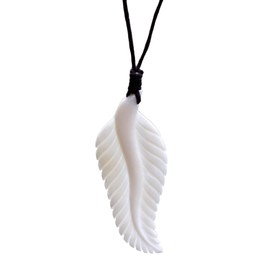 NOVICA Artisan Handmade Bone Pendant Necklace Carved Cow Cotton Indonesia Leaf Tree [cord 18 in min L x 29.5 in max L x 0.1 in W Pendant(s) 2.4 in L x 1 in W x 0.2 in D] ' Javanese Fern'