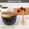 Marble Salt Cellar Box with Wood Lid & Spoon, Modern