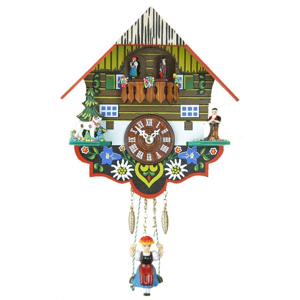 Trenkle Small minature Black Forest Clock Black Forest House, Turning