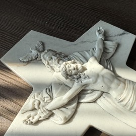 ShineOnAngel Holy Trinity Crucifix Wall Cross, 10inch Holy Cross Religious Modern Home Wall Decoration Hand Painted Marble Effect Religious Wall Décor and Spiritual Gifts