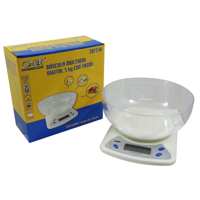 Bascula Multiuso 5 Kg a 1 Gramo Digital con Tazon