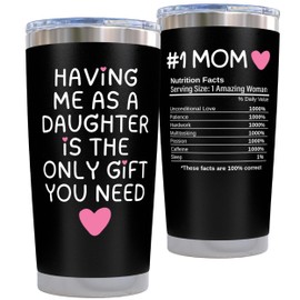Birthday Gifts for Mom from Daughter - Having Me As a Daughter Is the Only Gift You Need 20oz Black Insulated Tumbler - Mom Birthday Gift for Mother Present from Daughters Unique Idea for Parents