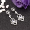 QUKE Silver Tone CZ Austrian Crystal Water Drop Bridal Wedding