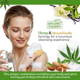 Natural Therapy Natural Therapy Body Wash for Women and Men with Hemp & Vanilla Oils - Shower Gel Cleanses and Moisturizing Skin - With Dead Sea Minerals Nourish for Body, Pack of 2 (67.6 fl.oz)