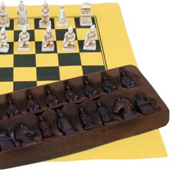 Dickly Chess Set,Terracotta Horses Chess Set,Resin,Premium,Chess Terracotta Horses for Gift Idea Gift for Kids and Adults