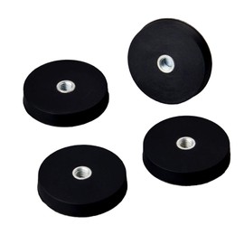 MUTUACTOR 4PC Powerful Neodymium Magnet with Rubberised Magnets Waterproof Internal Thread D32 x 6 mm M5 of Camera Panel LED Multi Use Magnetic Glass Magnetic Pulling Strength 8.5 kg