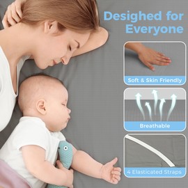 VigorVortex Grounding Sheet Queen with 15ft Grounding Cord Conductive Grounding Bed Sheet 10% Sliver Improve Sleep Gray 60x80in