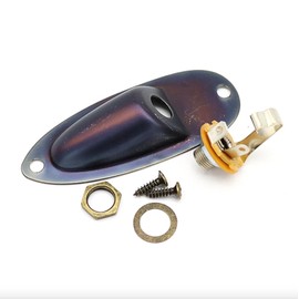Myles Music Shop 1/4 Guitar Jack Plate Socket Input Jack Socket Plate Output Loaded For Fender Stratocaster Strat (Bronze), MMS-JP092