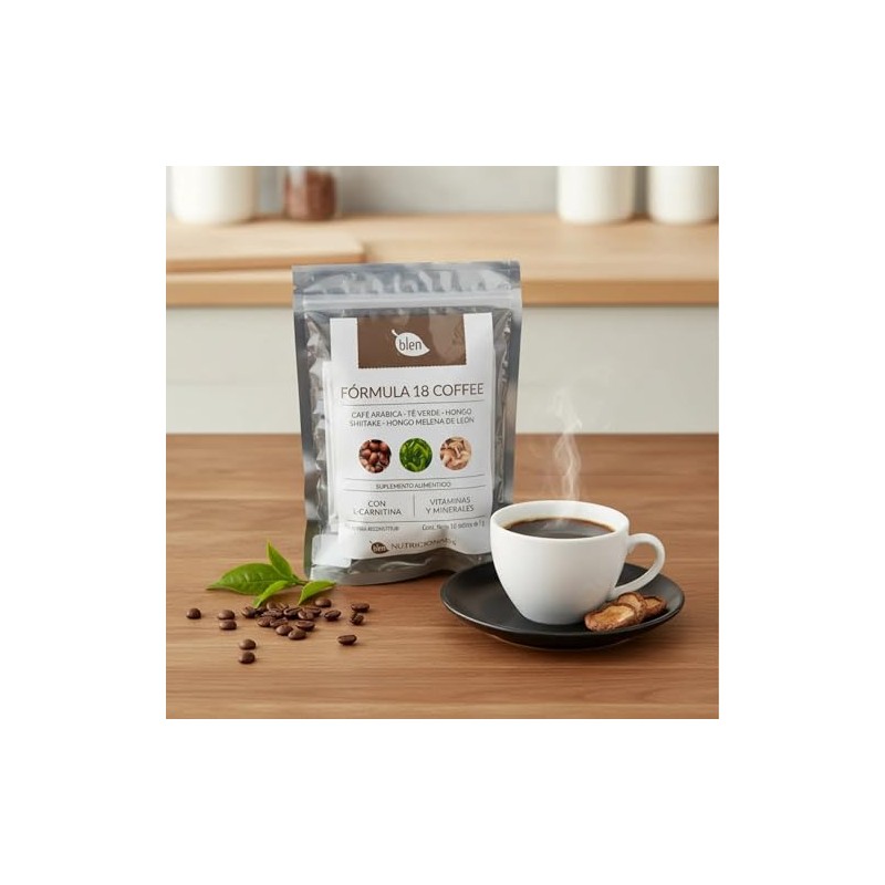 Blen Fórmula 18 Coffee, Suplemento Alimenticio en Polvo, con Café