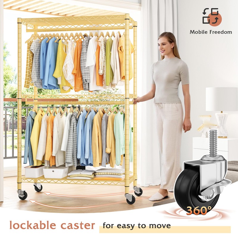 Raybee 79" H Heavy Duty Rolling Garment Rack for Hanging