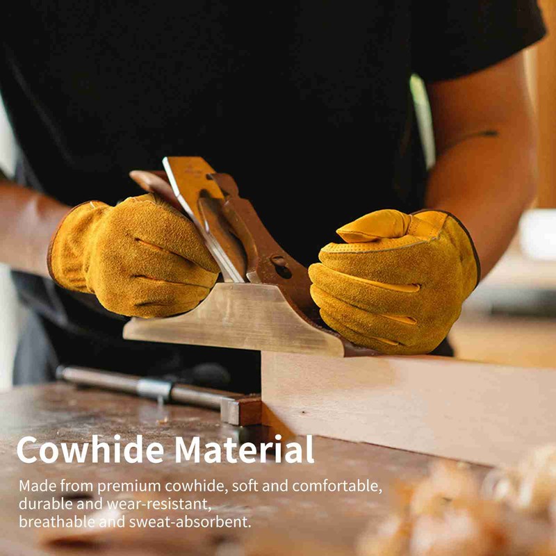 Leather Work Gloves for Men and Women Cowhide Gloves with