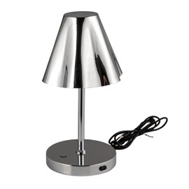 Bloomingville Metal LED Rechargeable Table Lamp with Touch Sensor, Silver Finish