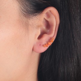 CiNily Opal Ear Crawler Earrings, 14K Gold Plated Cuff Climber Earrings Small Flat Back Stud Earrings Fashion Jewelry Mothers Day Gifts for Women Girls Hypoallergenic, White Gold, Rose Gold, Opal,