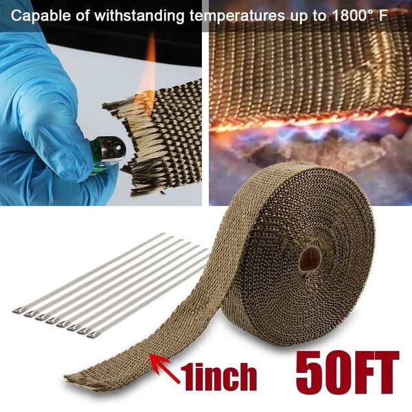 Precision Auto Labs Titanium Exhaust Shield Header Fiberglass Heat Wrap