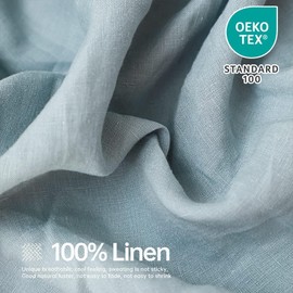 Simple&Opulence 100% Linen Sheets Queen Size Set, 4 Pcs Natural French Linen Bed Sheets, Breathable Soft Durable Bedding Set for All Season (Dusty Blue, Queen)