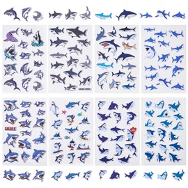 Shark 3D Stickers, 8 Sheets 120+ Puffy Stickers,Shark Party Favors for Kids