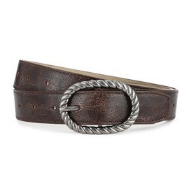 RISANTRY Brown Belt for Women Vintage Silver Buckle Leather Belt Waist Belt for Women Perfect for Jeans Dresses