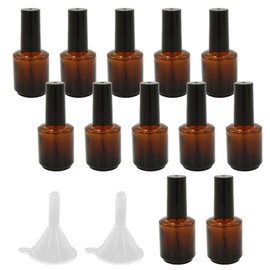 12 Pcs Empty Nail Polish Bottle with Brush, 15ml(1/2 Oz) Cylindrical Glass Bottles, Reusable Nail Polish Container Included 2pcs Mini Funnel