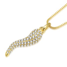 espere Italian Horn Charm Necklace in Gold
