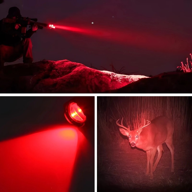 Toolzia Rechargeable Zoomable Red Light Flashlight