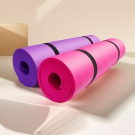 Living Essential NBR Yoga Pilates Premium Exercise Mat for Home Workouts Pink with Strap 2ea