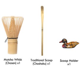 Artcome 3 Pcs Japanese Matcha Tea Set, Matcha Whisk, Traditional Scoop, Scoop Holder. Handmade Matcha Ceremony Kit For Traditional Japanese Tea Ceremony