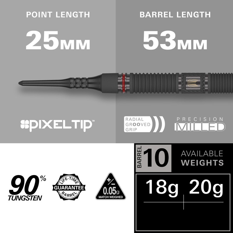 Target Darts Scope Soft Tip Darts, 90% Tungsten Dart Set,