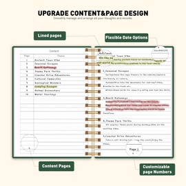 XLOXFU A5 Notebook Journals for Women & Men, 160 Pages, College Ruled Wirebound Spiral Lined Notebook,100 GSM Premium Acid-Free Paper, Thick 80S PVC Cover, Ideal for study bible 5.7" × 8.2" - Dark Green