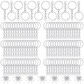 Hotop 360 Pcs Key Chains Bulk for Crafts Including 90 Pcs Keychain Rings, 90 Pcs Open Jump Rings Connectors, 180 Pcs Small Screw Eye Pins Hooks for DIY Keychain Supplies