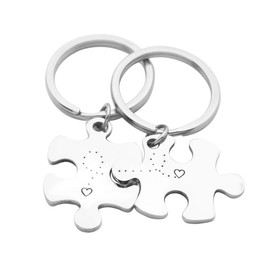 Eilygen Puzzle Piece Couple Keychains You Are My Missing Piece You Fit Me Perfectly Keyring Set (Heart to Heart)