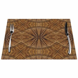 Walmsco Placemats Brown Bamboo Wood Grain Decor For Dining Room Kitchen Table,Waterproof Non-Slip Washable Heat Resistant Placemats,Set of 4,12"x18"
