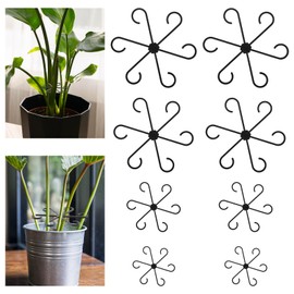 TIESOME 8pcs Climbing Houseplant Stem Supports, 4 Size Black Plastic Plant Climbers Stem Holders Reusable Flower Plant Stakes Trellis Stem Hook Growth Accessories for Indoor Plants