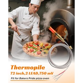 Thermopile Replacement Fit for Bakers Pride Pizza Oven Model Series Y600, Y800 101, 151, 201, 251, 301, 307 Armored Replace Q313 M1265X 2J-M1265A