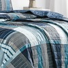 ESCA 3-Piece Bruis Plaid Blue Bedspread Set Queen Size Checker