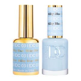 Daisy DND DND DC Gel Polish Set, Blue Collection, UV/LED Gel Polish and Air Dry Nail Lacquer, Matching Chip-Free Polish Duo, 031 Milky Blue, 0.5 Fl Oz