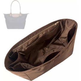 Longchamp 롱샹 르 플리지 백 오거나이저와 호환되는 럭셔리 방수 나일론 - 완벽한 핏 24 색상 프리미엄 품질 여분의 [Cognac] Luxury Waterproof Nylon Compatible with Longchamp Le Pliage Bag Organizer - Perfect Fit 24 Colors Premium Quality Extra [Cognac]