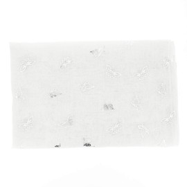 moonbow Silver Butterfly Pattern Women's Scarf 30% Cotton 70% Viscose - Lightweight, Long and Rectangular Maxi Scarf 180 cm x 70 cm - Glitter Original Cloths Modern - Boho Chic, White