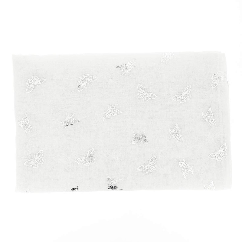 moonbow Silver Butterfly Pattern Women's Scarf 30% Cotton 70% Viscose