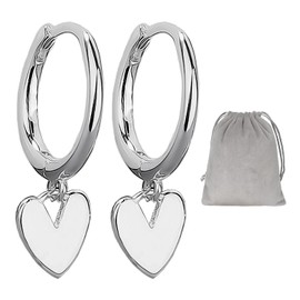 1 Pair Heart Shaped Women's Earrings and 1 Grey Storage Bag, Heart Shaped S925 Silver Earrings, Hypoallergenic Silver Earrings, Cute Heart Shaped Silver Earrings, Suitable Earrings for Women, Sterling