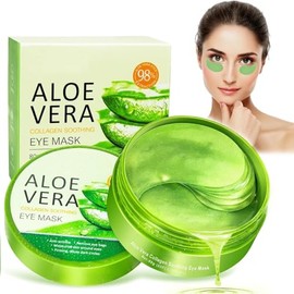 Parches de ojos Aloe Vera 60 Piezas, Parches para las ojeras  Máscaras refrescantes de Aloe Vera para los ojos, Máscaras para las ojeras, Eliminador  