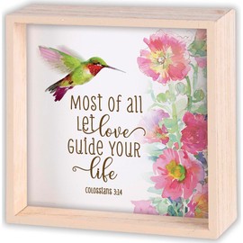 Dicksons Inspirational Double Sided Standing Tabletop Plaque Sign For Living Room 6 x 6 Wood Let Love Guide Life