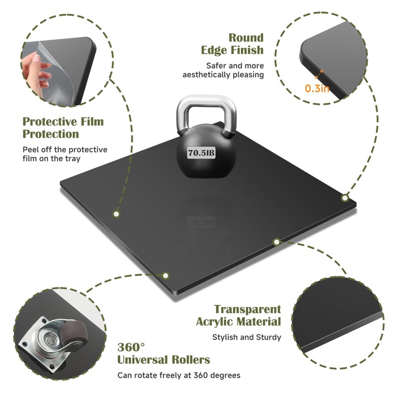Appliance Slider for Kitchen Appliances,360° Rolling Sliding Tray for Coffee