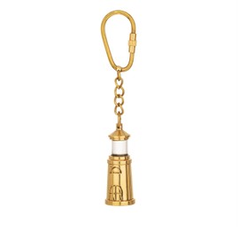 NKlaus Lighthouse Brass Keyring - 11.5 x 2 cm Nautical Decoration in Retro Look 16030, transparent