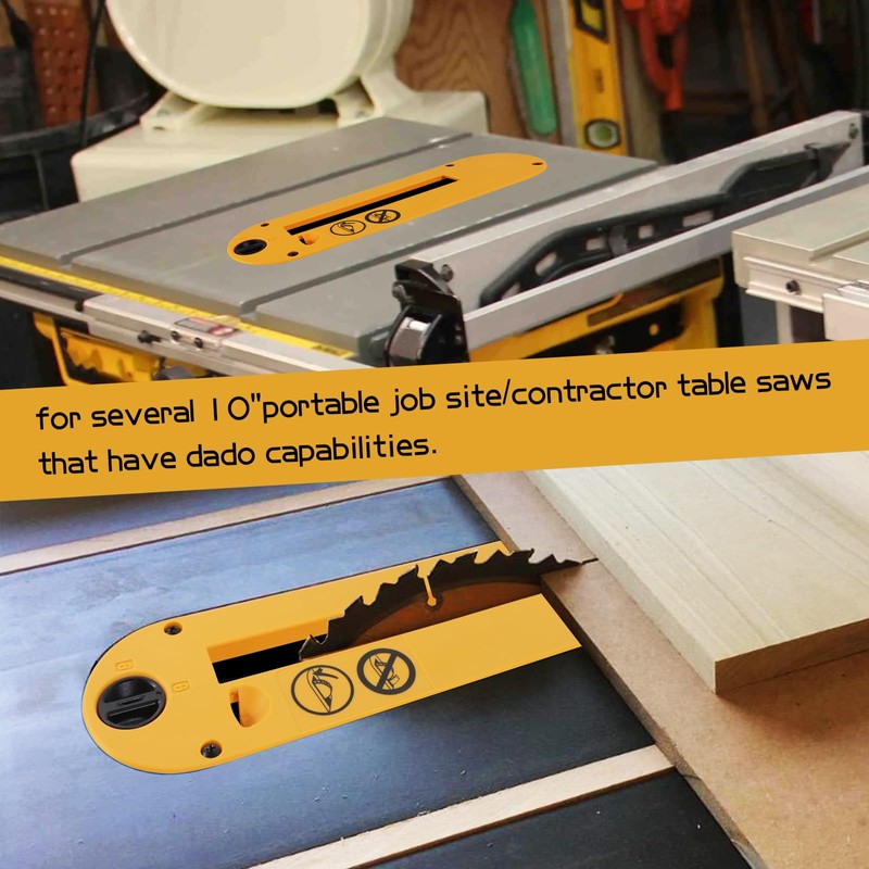 Dado Throat Plate Compatible with DeWalt 10" Portable Table Saw